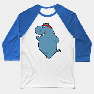 Hippo at Running with Headband Baseball T-Shirt